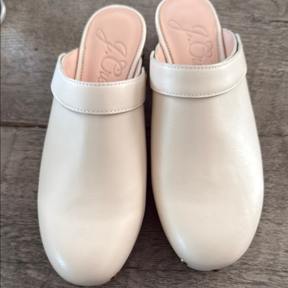 J. Crew Women's Cream Leather Mules